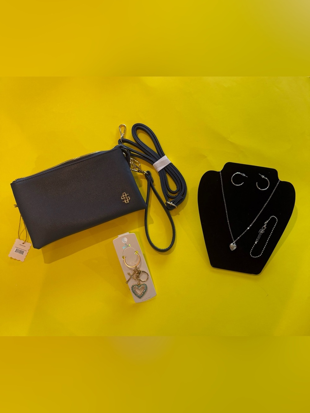 Simply Southern Black Crossbody Wristlet with Gold Accent and accessorizes